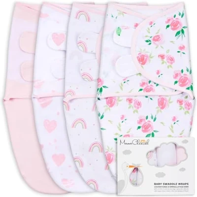 Image of Mama Cheetah Baby Swaddle Sack, Organic Blanket, Newborn Sleep Sacks, Adjustable Infant Wrap, Easy Swaddles for Boy Girl 0 3 Month