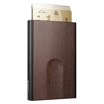 Image of ÖGON Aluminium Card Holder Slider RFID Blocking The Original Minimalist Slim Automatic Wallet for Men and Women Up to 6 Cards (Sequoia)