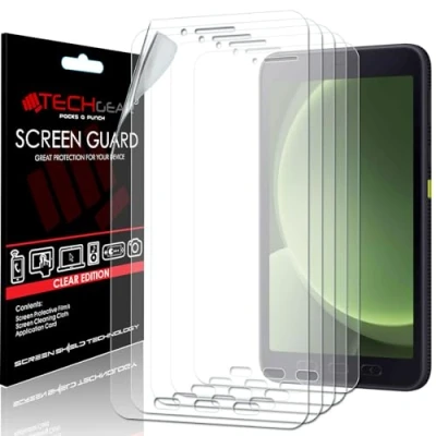 Image of TECHGEAR 5 Pack Galaxy Tab Active 8.0&quot; Screen Protectors (SM X300 / SM X306), Ultra CLEAR Protector Guard Cover Designed for Samsung 2024