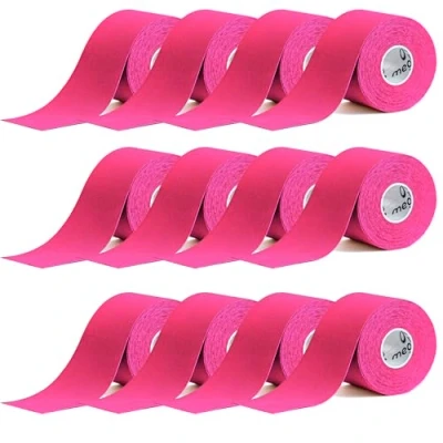 Image of Megilo Kinesiology Tape Uncut 5m Roll Sports Strapping for Injuries, Support Muscle Tape, K Physio Trans Athletic Breathable &amp; Waterproof (Pink) 12 Rolls Set