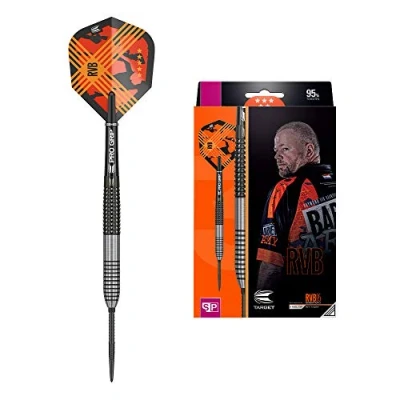 Image of Target Darts Raymond van Barneveld RVB 95 Gen 3 21G 95% Tungsten Swiss Point Steel Tip Set,Silver, Black and Orange