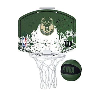 Image of Wilson Mini NBA Team Basketball Hoop, MILWAUKEE BUCKS, Plastic