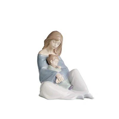 Image of NAO Figure Mother and Son The Greatest Bond in Glossy Porcelain Pastel Tones. Decorative of a her Small
