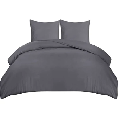 Image of Utopia Bedding Bettwäsche 220x240 Set Mikrofaser Bettbezug 240x220 cm + 2 Kissenbezüge 65x65 Grau