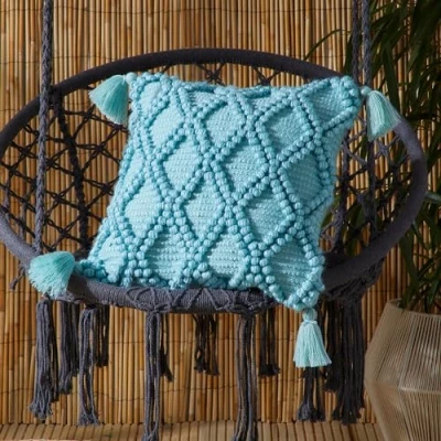 Image of Drift Home Alda Outdoor Durable Filled Cushion 43 x 43cm in Duck Egg