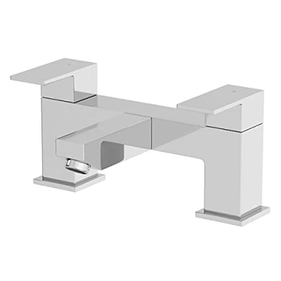 Image of Architeckt® Ibbardo Bathroom Bath Filler Mixer Tap Deck Mounted Square Twin Lever Handle for Bathtub Modern, Chrome