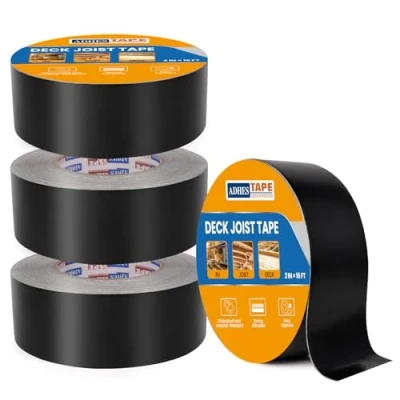 Image of ADHES Deck Joist Tape 5cm x 5m, 4 Rolls Weather Resistance &amp; Waterproof for Decking, Flashing Tape, Butyl Ideal Wood Decks Beams Roof, Outdoor Construction Use