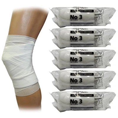 Image of Steroplast Emergency First Aid Medical Heavy Bleeding Ambulance Sterile Dressings Bandage, No3 (20cm x 18cm, 5 Pack)