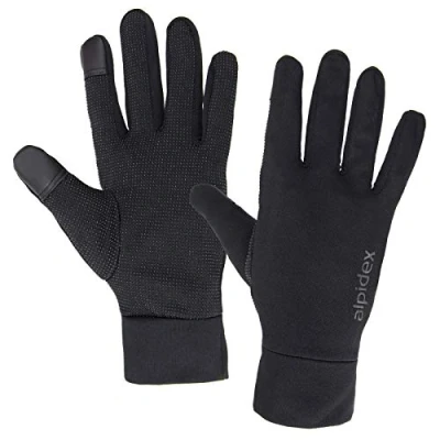 Image of ALPIDEX Lightweight Sports Running Gloves Touchscreen Anti Slip Liner Womens Mens, Size:m, Colour:black