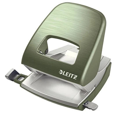 Image of Leitz Hole Punch, 30 Sheets, Guide Bar with Format Markings, Metal, Style Range, 50060053 Celadon Green