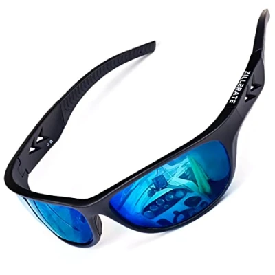Image of ZILLERATE Polarised Sunglasses for Men &amp; Women, Polarized Sports Sun Glasses, Fishing Golf Running Driving Cycling Sailing Skiing, UV400 Protection Safety Lenses, Wrap Around Men&#039;s Shades, Ice Blue