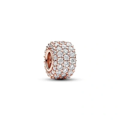 Image of Pandora Moments 14k Rose gold plated charm with clear cubic zirconia