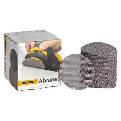 Image of Mirka Abranet net sanding disc Ø 77 mm Grip / Grit P180 50 pcs Sand paper discs for wood, filler, varnish, plastics