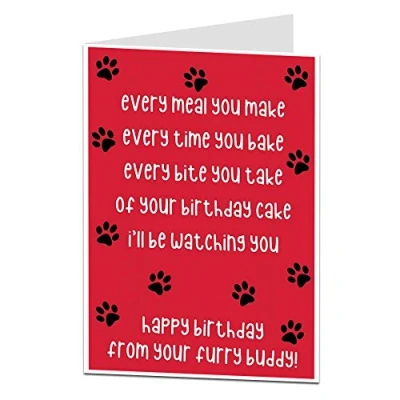 Image of Funny Happy Birthday Card From The Dog Pet Theme Perfect For Mum Dad Husband &amp; Wife