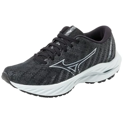 Image of Mizuno Women&#039;s Wave Inspire 19 Running, Black/Silverstar/SCrest, 5 UK