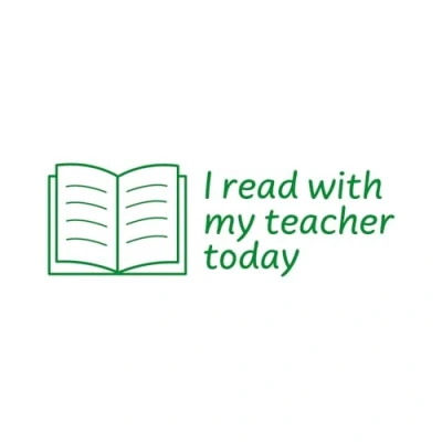 Image of SuperStickers Assessment Stamper for teachers: I Read With My Teacher Today Green Ink