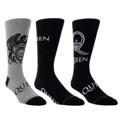 Image of Perri&#039;s Socks Queen Logos and Crests 3 Pairs 2 Black/1 Grey QUC171 046, Black/Grey, One Size