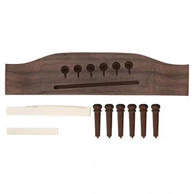 Image of Drfeify Guitar Bridge Bone Nut Saddle,Rosewood Saddle + 6Pcs String Pin Acoustic Upgrade Replacement (Rosewood)
