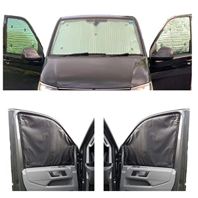 Image of Thermal Blinds Compatible With Mercedes Vito (Years 2003 2014) (Full Set + Tailgate) Backing Colour in Charcoal, Reversible