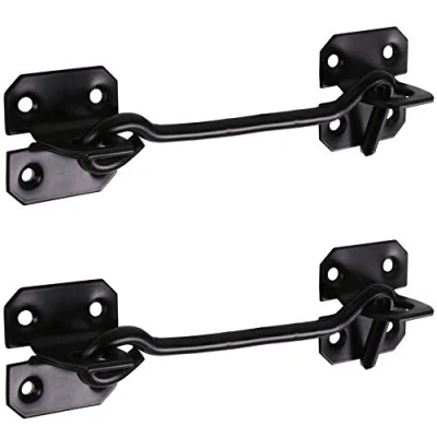 Image of 2X Black 6&quot;/150mm Cabin Hooks Heavy Duty Steel Latch/Catches