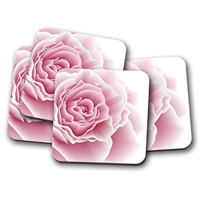 Image of 4 Set Pretty Pink Rose Coaster Flower Garden Love Wedding Cute #15593