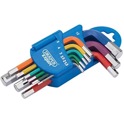 Image of Draper Metric Coloured Short Arm Hex. Key Set (9 Piece)
