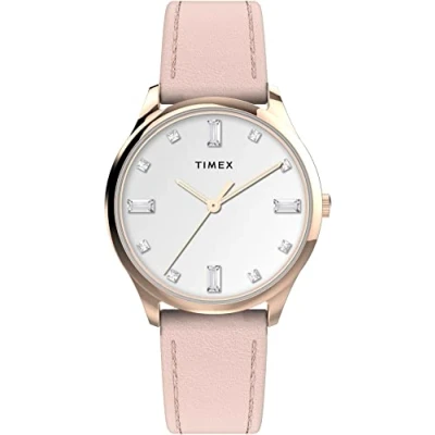 Image of Timex Main Street Women&#039;s 32mm Leather Strap Watch TW2V76600