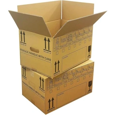 Image of StormPackaging 20 Large Strong Cardboard Packing Moving House Boxes 18x12x10 Inch with Carry Handles and Room List