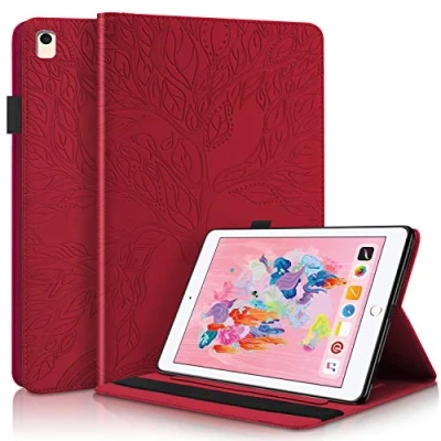 Image of Succtop iPad 5th/6th Generation Case PU Leather Flip Wallet Cover Auto Sleep/Wake Function Smart Protective for Apple 2017/2018 9.7 Inch/iPad Pro 9.7&quot;/iPad Air/iPad Air 2 Red