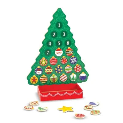 Image of Melissa &amp; Doug Countdown to Christmas Wooden Advent Calendar 2023 Kids Toys for Pretend Play Decorations 3+ Gift Boy or Girl