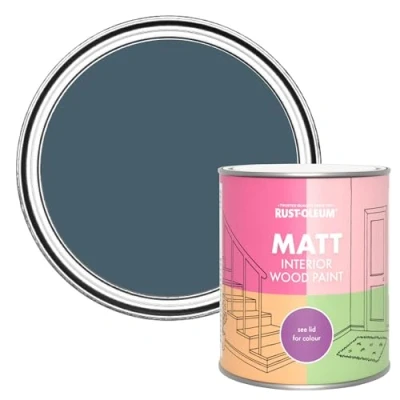 Image of Rust Oleum Blue Interior Wood Paint in Matt Finish Blueprint 750ml