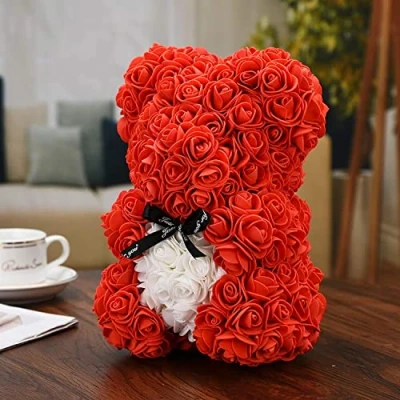 Image of Mr. Gadget&#039;s Solutions Rose Bear Mothers Day Mum Gifts Girlfriends Birthday Her Fake Roses Artificial Flower Teddy Anniversary Valentine (RBF Red)
