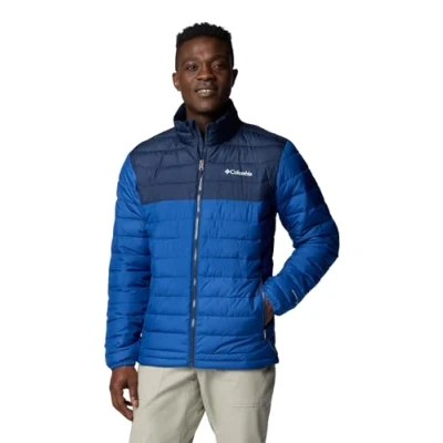 Image of Columbia Men&#039;s Powder Lite Jacket, Puffer Mountain Blue/Collegiate Navy, Size S