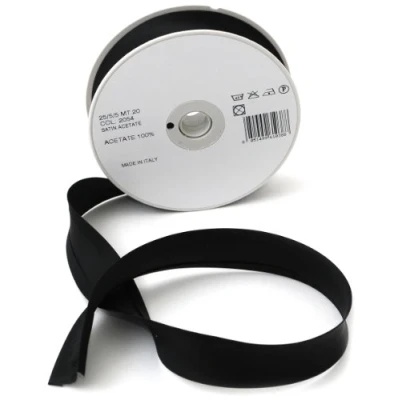 Image of Inastri Acetate Satin Bias Binding 25/5/5mm Colour Black 2054