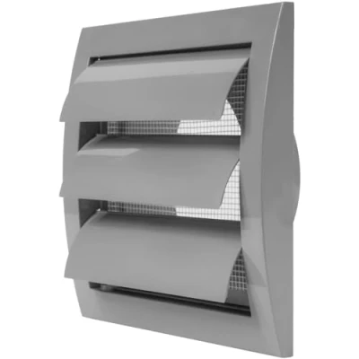 Image of Grey Exhaust Hood Vent 4&#039;&#039; Inch with Built in Pest Guard Screen and Flange, Air Cover, HVAC Duct Cap