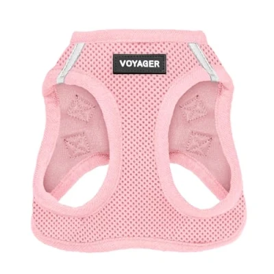 Image of Voyager Step In Air Dog Harness All Weather Mesh, Reflective, No Pull for Small, Medium Dogs, Cats Secure with Hook &amp; Loop Fastener, Buckle, Double D Rings Pink, XXXS