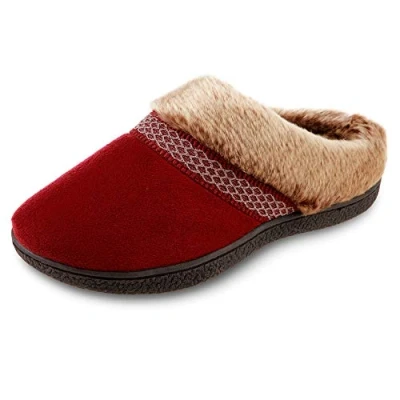 Image of isotoner Women&#039;s Microsuede Mallory Hoodback Slipper, with Memory Foam and Indoor/Outdoor Sole, Chili, 5.5/6 UK