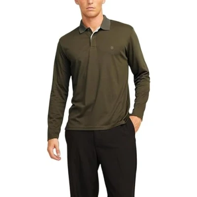 Image of JACK &amp; JONES Men&#039;s Jprccrodney LS Polo Shirt, Peat, S