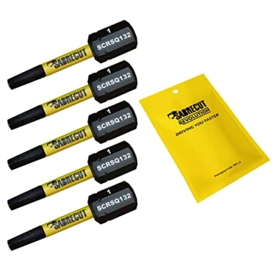 Image of 5 x SabreCut SCRSQ132_5 32mm SQ1 Square Magnetic Impact Screwdriver Driver Bits Set Single Ended Heavy Duty Compatible with Dewalt Milwaukee Bosch Makita and Others