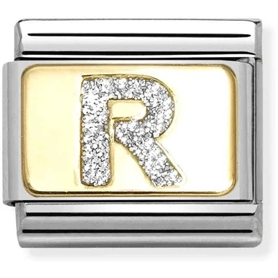 Image of Nomination Gold Glitter R Charm