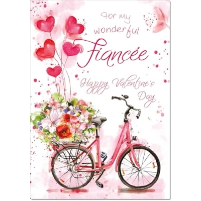 Image of doodlecards Fiancee Valentine&#039;s Day Card Love Hearts on Bike Large A4 Size with Plain Envelope