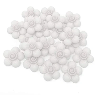 Image of Wedding Touches 20x White 20mm Soft Feel Flower Flatbacks Craft Cardmaking Embellishments