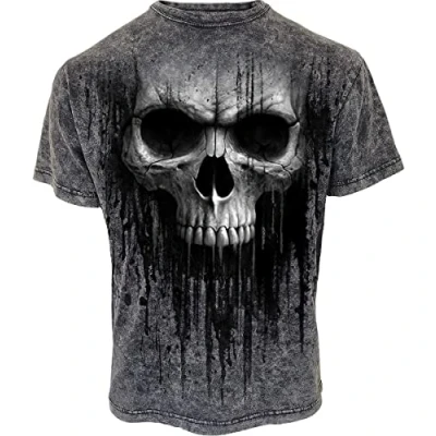 Image of Spiral Acid Skull Wash T Shirt S Black