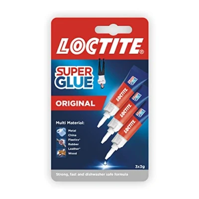 Image of Loctite Universal, Strong All Purpose Adhesive for Repairs, Clear Glue Various Materials, Easy to Use Instant Super Liquid, Maxi Trio 3 x g