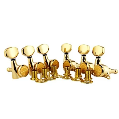 Image of Guyker 6Pcs Guitar Locking Tuners (6 Right Handed) 1:18 Ratio Lock String Tuning Key Pegs Machine Heads with Hexagonal Handle Replacement for LP SG Style Electric, Folk or Acoustic Guitars Gold