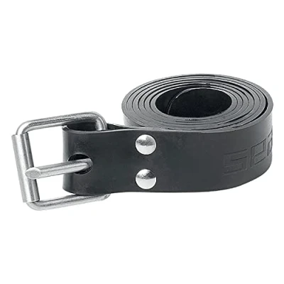 Image of SEAC Unisex Marseilles Rubber belt for freediving Length 145 cm Made in Italy, black/silver, UK