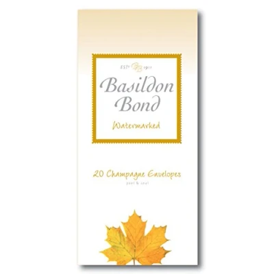 Image of Basildon Bond Luxury Peel and Seal Envelopes 20 Pack for P4TO Writing Pad Champagne, Size 89 x 187mm