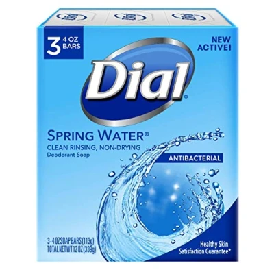 Image of Dial Antibacterial Soap bars, Spring Water, 4 oz 3 ea