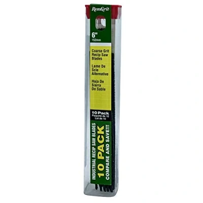 Image of Disston E0102835 6 x 3/4 .032 Inch Remgrit Carbide Grit Reciprocating Saw Blades, 150 20 0.90mm, Sold in Tubes, 10Units/Tube