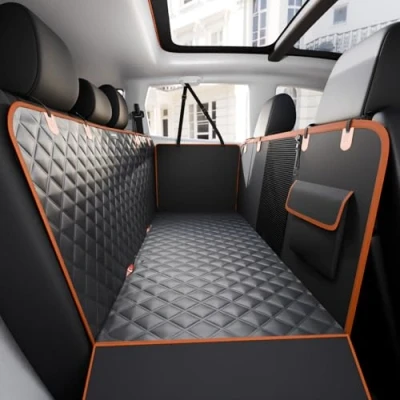 Image of Loutep Dog Car Seat Cover Back Seats Cars Hammock Rear Pet Protector Covers Backseat Accessories Scratchproof &amp; Waterproof for Dogs Suitable Trucks SUV 135 X 149Cm Black&amp;Orange
